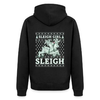 Sleigh Girl Sleigh Funny Ugly Christmas für Frauen - Unisex Premium Bio Zip Hoodie - Schwarz - Hinten - Nico (187cm)