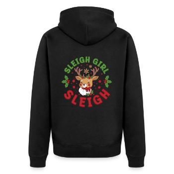 Sleigh Girl Sleigh Funny Ugly Christmas für Frauen - Unisex Premium Bio Zip Hoodie - Schwarz - Hinten - Nico (187cm)