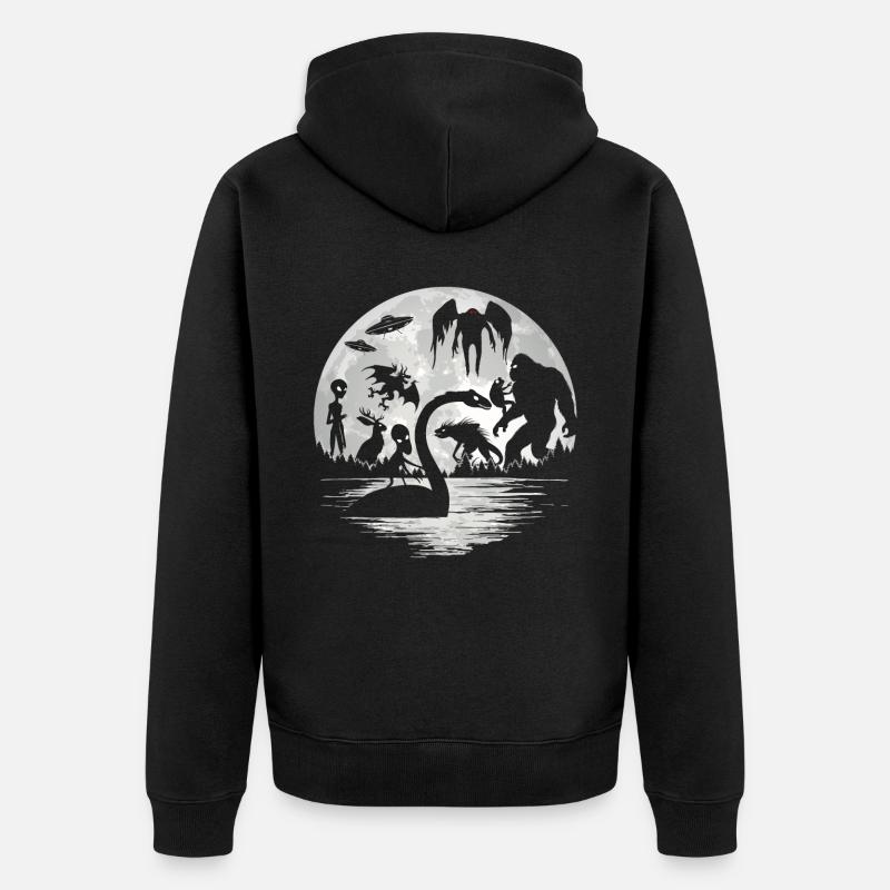 Bigfoot Mothman Jersey Djävul Utomjordiska Kryptider - Ekologisk premiumluvjack unisex - svart