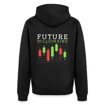 Future Millionaire - Unisex Premium Organic Zip Hoodie - black - Back - Nico (187cm)