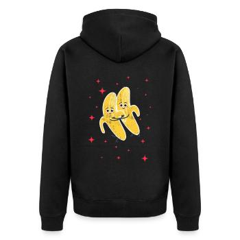 Couple de bananes mignon étreignant les amateurs de bananes - Veste à capuche bio Premium Unisexe - noir - Dos - Nico (187cm)