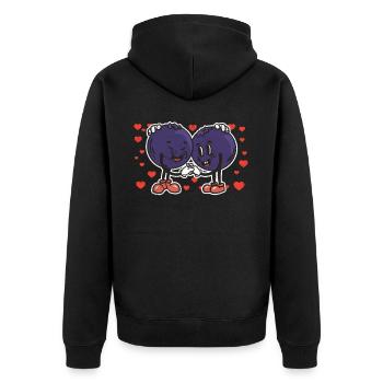 Cute Blueberry Couple Hugging Blueberry Lovers - Unisex Premium Bio Zip Hoodie - Schwarz - Hinten - Nico (187cm)
