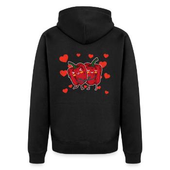 Cute Bell Pepper Couple Hugging Bell Pepper Lovers - Unisex Premium Bio Zip Hoodie - Schwarz - Hinten - Nico (187cm)