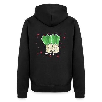 Cute Celery Couple Hugging Celery Lovers - Unisex Premium Bio Zip Hoodie - Schwarz - Hinten - Nico (187cm)