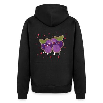 Couple De Cassis Étreignant Les Amoureux Du Cassis - Veste à capuche bio Premium Unisexe - noir - Dos - Nico (187cm)