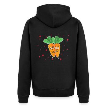 Cute Carrot Couple Hugging Carrot Lovers - Unisex Premium Organic Zip Hoodie - black - Back - Nico (187cm)