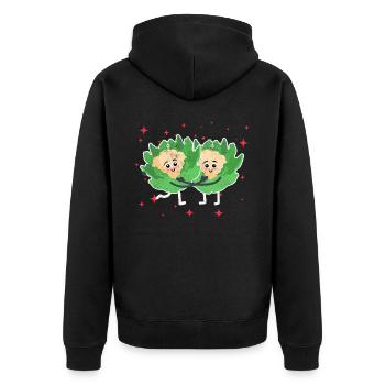 Cute Cauliflower Couple Hugging Cauliflower Lovers - Unisex Premium Bio Zip Hoodie - Schwarz - Hinten - Nico (187cm)