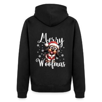 Rauhaardackel Hund Weihnachten - Unisex Premium Bio Zip Hoodie - Schwarz - Hinten - Nico (187cm)