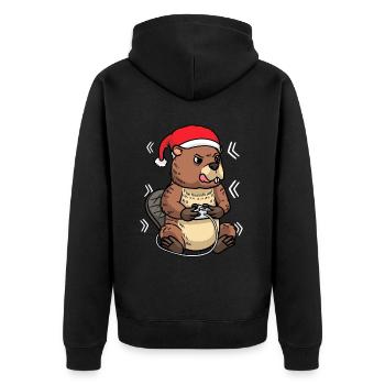 Beaver Noël Gamer Joueur de jeux vidéo Jeux - Veste à capuche bio Premium Unisexe - noir - Dos - Nico (187cm)