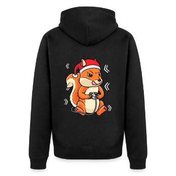 Weihnachten Eichhörnchen Gamer Videospiel Spieler - Unisex Premium Bio Zip Hoodie - Schwarz - Hinten - Nico (187cm)
