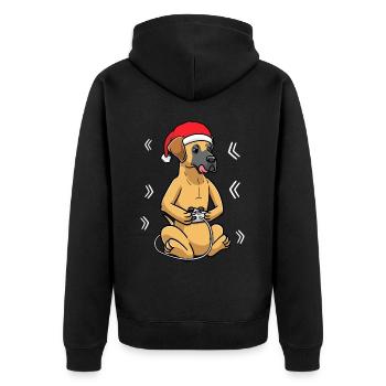 Deutsche Dogge Hund Weihnachten Videospiele Gamer - Unisex Premium Bio Zip Hoodie - Schwarz - Hinten - Nico (187cm)