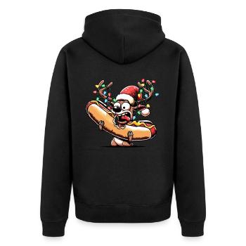 Hot dog reindeer with Christmas lights - Unisex Premium Organic Zip Hoodie - black - Back - Nico (187cm)