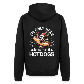 Hotdog-weihnachtsrentier - Unisex Premium Bio Zip Hoodie - Schwarz - Hinten - Nico (187cm)