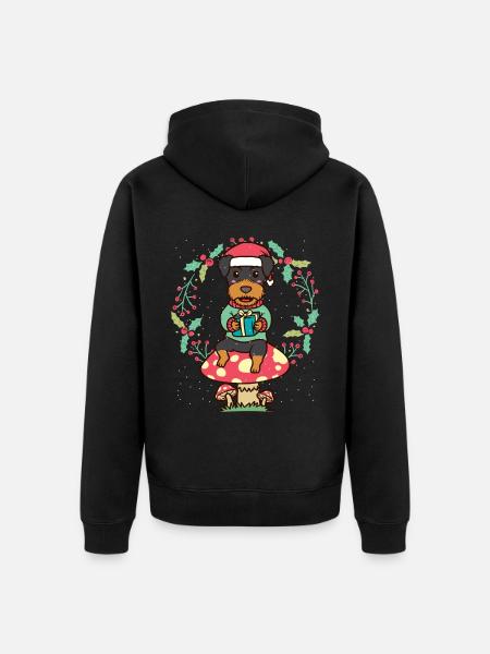 Deutsche Jagdterrier Hund Weihnachtskranz - Unisex Premium Bio Zip Hoodie - Schwarz