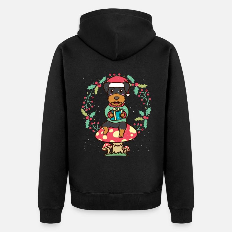 Deutsche Jagdterrier Hund Weihnachtskranz - Unisex Premium Bio Zip Hoodie - Schwarz