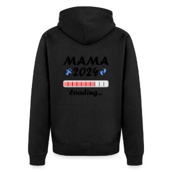 Mama 2024 Loading Schwangerschaft Bekanntgabe Baby - Unisex Premium Bio Zip Hoodie - Schwarz - Hinten - Nico (187cm)