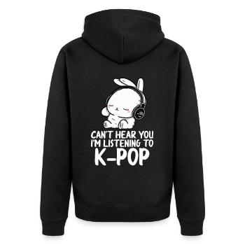 Can't Hear You I'm Listening Kpop Rabbit K-pop - Unisex Premium Bio Zip Hoodie - Schwarz - Hinten - Nico (187cm)