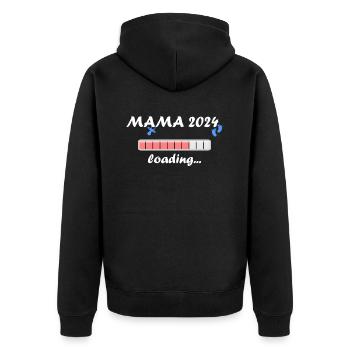 Mama 2024 Loading Schwangerschaft Bekanntgabe Baby - Unisex Premium Bio Zip Hoodie - Schwarz - Hinten - Nico (187cm)