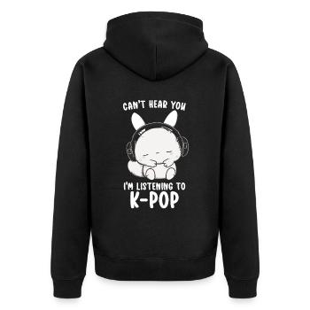 Can't Hear You I'm Listening Kpop Rabbit K-pop - Unisex Premium Bio Zip Hoodie - Schwarz - Hinten - Nico (187cm)