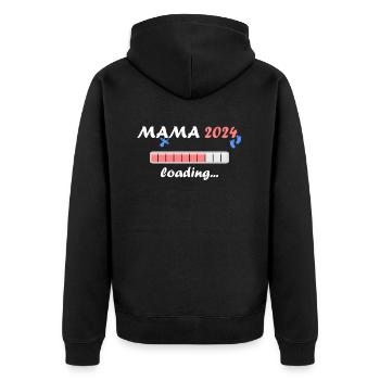 Mama 2024 Loading Schwangerschaft Bekanntgabe Baby - Unisex Premium Bio Zip Hoodie - Schwarz - Hinten - Nico (187cm)