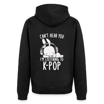 Can't Hear You I'm Listening Kpop Rabbit K-pop - Unisex Premium Bio Zip Hoodie - Schwarz - Hinten - Nico (187cm)