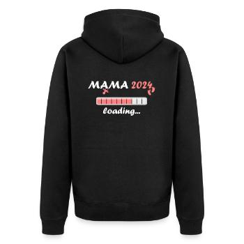 Mama 2024 Loading Schwangerschaft Bekanntgabe Baby - Unisex Premium Bio Zip Hoodie - Schwarz - Hinten - Nico (187cm)
