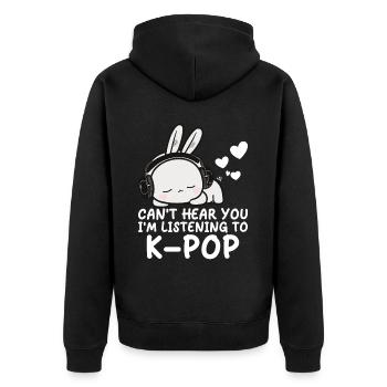 Can't Hear You I'm Listening Kpop Rabbit K-pop - Unisex Premium Bio Zip Hoodie - Schwarz - Hinten - Nico (187cm)