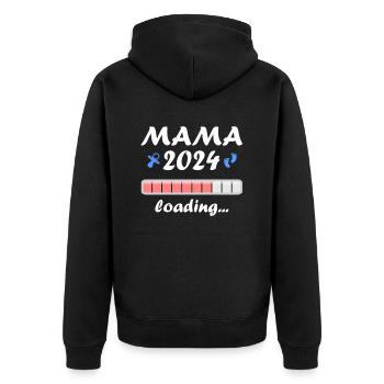 Mama 2024 Loading Schwangerschaft Bekanntgabe Baby - Unisex Premium Bio Zip Hoodie - Schwarz - Hinten - Nico (187cm)