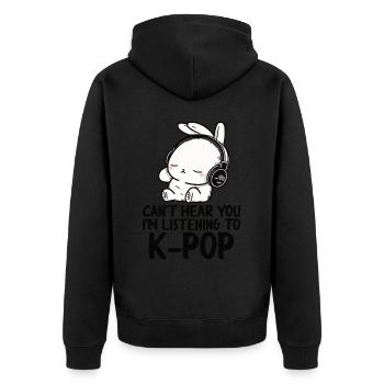 Can't Hear You I'm Listening Kpop Rabbit K-pop - Unisex Premium Bio Zip Hoodie - Schwarz - Hinten - Nico (187cm)