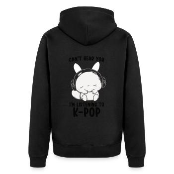 Can't Hear You I'm Listening Kpop Rabbit K-pop - Unisex Premium Bio Zip Hoodie - Schwarz - Hinten - Nico (187cm)