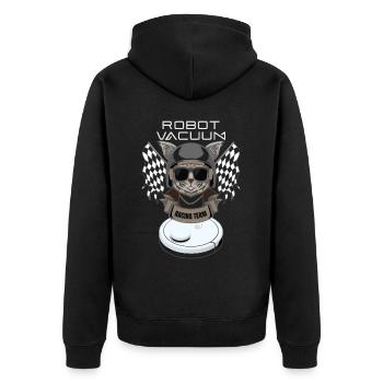 Saugroboter Racing Team Saugerroboter - Unisex Premium Bio Zip Hoodie - Schwarz - Hinten - Nico (187cm)