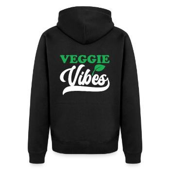 Veggie Vibes Veganism Vegetarian Vegan Lover - Unisex Premium Bio Zip Hoodie - Schwarz - Hinten - Nico (187cm)