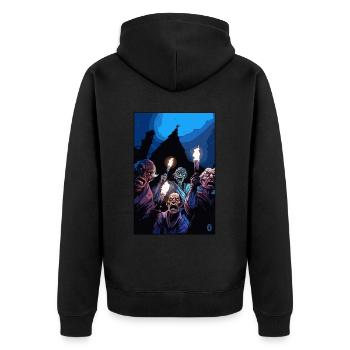 Old hunters with torches - Unisex Premium Organic Zip Hoodie - black - Back - Nico (187cm)