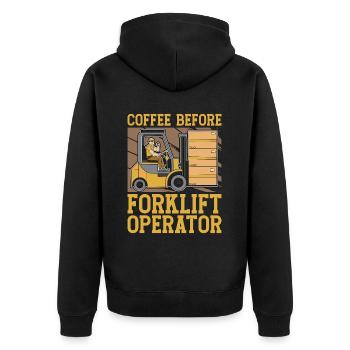 Forklift Operator Coffee Truck Driver Coffee Lover - Unisex Premium Bio Zip Hoodie - Schwarz - Hinten - Nico (187cm)
