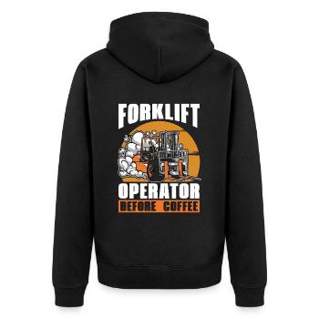 Forklift Operator Before Warehouseman Coffee Lover - Unisex Premium Organic Zip Hoodie - black - Back - Nico (187cm)