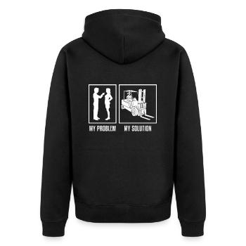 Forklift Operator My Problem My Pictogram Mom Dad - Unisex Premium Organic Zip Hoodie - black - Back - Nico (187cm)