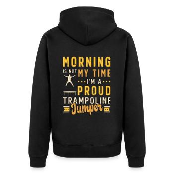Trampoline Jumper Le matin n’est pas mon heure gymnaste - Veste à capuche bio Premium Unisexe - noir - Dos - Nico (187cm)