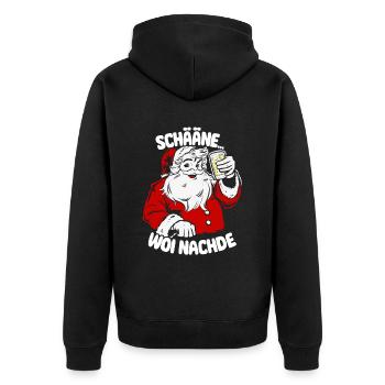 Pfälzer Weihnachten Schääne woi nachde - Unisex Premium Bio Zip Hoodie - Schwarz - Hinten - Nico (187cm)