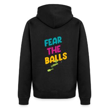 Peur Des Couilles Drôle - Veste à capuche bio Premium Unisexe - noir - Dos - Nico (187cm)