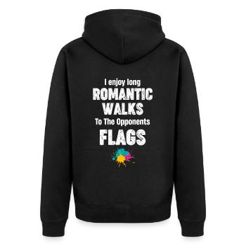 Ich Genieße Lange Romantische Spaziergänge Zum - Unisex Premium Bio Zip Hoodie - Schwarz - Hinten - Nico (187cm)