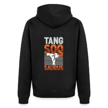 TREX - Tang so do Saurus - Unisex Premium Organic Zip Hoodie - black - Back - Nico (187cm)