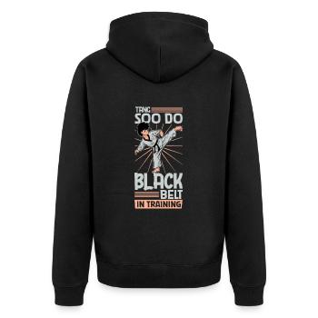 Black Belt in Training - Tang so Do - Unisex Premium Organic Zip Hoodie - black - Back - Nico (187cm)