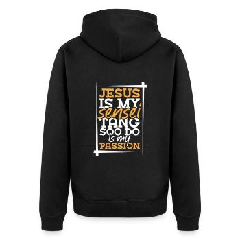Jésus et Tang So Doo - Veste à capuche bio Premium Unisexe - noir - Dos - Nico (187cm)
