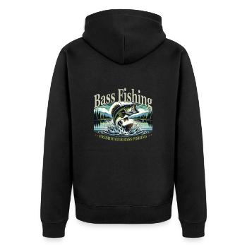 Fishing Nature - Perch in the Jump - Unisex Premium Organic Zip Hoodie - black - Back - Nico (187cm)
