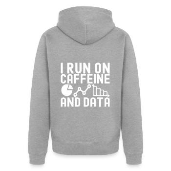 Data Science Datenanalyst - Unisex Premium Bio Zip Hoodie - Grau meliert - Hinten - Nico (187cm)