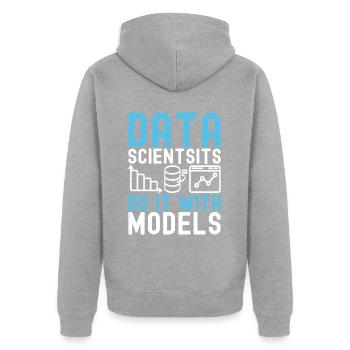 Data Science Datenanalyst - Unisex Premium Bio Zip Hoodie - Grau meliert - Hinten - Nico (187cm)
