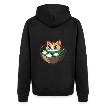 Miso-suppe Katzenliebhaber - Unisex Premium Bio Zip Hoodie - Schwarz - Hinten - Nico (187cm)