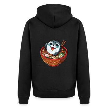 Animal Marin, Animal Marin, Océan, Ramen, Soupe, Sceau - Veste à capuche bio Premium Unisexe - noir - Dos - Nico (187cm)