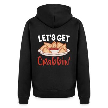 Funny Crab Rangoon Chinese Food - Unisex Premium Organic Zip Hoodie - black - Back - Nico (187cm)