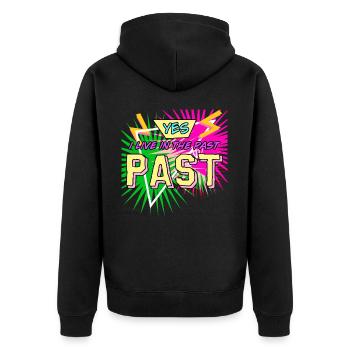 1980's Retro 80s Disco - Unisex Premium Organic Zip Hoodie - black - Back - Nico (187cm)